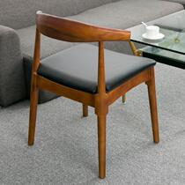 American retro solid wood backrest dining chair Simple household leisure negotiation horn chair Single study desk chair