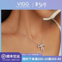 vigg bow necklace female sterling silver summer light luxury niche clavicle chain 2021 Tanabata Valentines Day gift