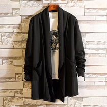 Mens cardigan cloak fat fat man loose plus size coat autumn long trend Ruffian handsome horse armor windbreaker