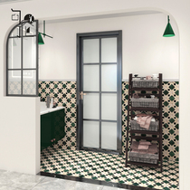  Retro marble mosaic bathroom background wall tiles Dark green stone Nordic toilet kitchen floor tiles
