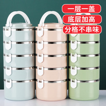 Portable round lunch box to increase the deepening capacity of large-capacity stainless steel multi-layer insulation bucket double-layer pocket