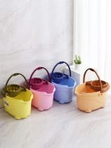 Plastic floor mop bucket mop bucket mop bucket mop dry bucket rectangular flat sponge drain household vintage bucket
