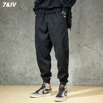 Plus velvet casual pants men 2021 autumn and winter loose cotton sports bunched feet trousers elastic waist Harlan tooling pants tide