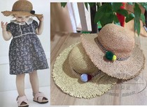 Korean version of small and medium childrens clothing 2021 summer new products Girl baby album straw hat sun hat Childrens hat