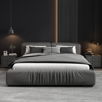 Extremely simple and modern 18-meter master bedroom leather double soft bag bed Nordic 1 5-meter apartment tatami storage wedding bed