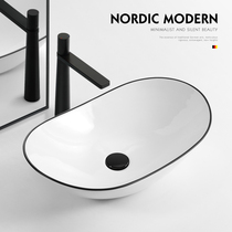 Nordic minimalist upper basin black-rimmed ceramic wash basin home toilet washbasin single basin small balcony Basin