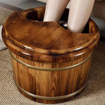 Carbonized foot bath wooden bucket Insulation foot bath foot bath bucket over the calf wooden foot wash basin Household solid wooden foot bath wooden basin