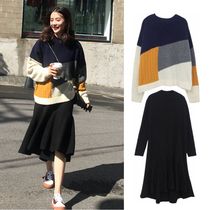 Maternity suit spring and autumn fashion 2021 new loose contrast Korean version of long dress two-piece winter