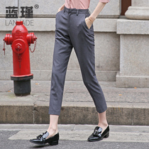 Small feet trousers womens nine points formal professional work clothes pants smoke pipe gray suit pants for work eight points small man