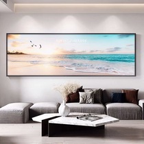 Hand-painted oil painting Gold Coast modern light luxury living room decoration painting sofa background wall Sea Sunrise landscape hanging painting