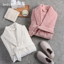 Nightgown women winter coral velvet bathrobe couple plus velvet padded extended flannel pajamas men autumn and winter spring