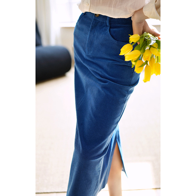 taobao agent Ching'S chopped pilling straight straight skirt female retro color pear -shaped figure is thin, white, high waist, high waist, high waist, high waist