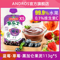 andros fruit apple blueberry strawberry blackcurrant fruit puree 113g * 5 Pack children fruit puree snacks