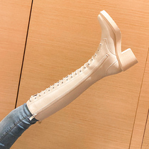 Boots women 2021 new non-knee boots high heels thin Knight white long tube women winter plus velvet Martin boots
