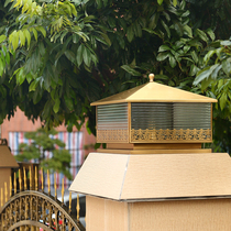 All copper wall pillar lamp Villa outdoor solar waterproof courtyard landscape lamp household doorpost Gate Square lamp