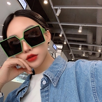 Korean version of super large frame Green Net Red simple glasses polarized sun glasses female personality Big Frame men big face retro sunglasses
