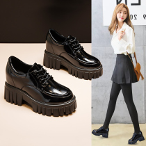 Small leather shoes women Inlenty wind 2022 new spring pine pastry thick bottom inner heightening womens shoes Cavet high heel Shoe shoes Single shoes