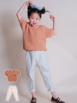 DORIS DOLLY Orange Orange Knit Bubble Cuff White Pencil Pants