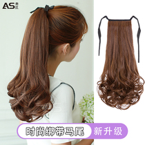 Horsetail Wig Woman Long Hair Strap Type Pear Blossom Roll High Ponytail Natural Mesh Red Braid Emulated Long Curly Hair Fake Horse Tail