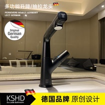 German Dulard black pull-out basin faucet can lift rotate and expand wash hair hot and cold white faucet