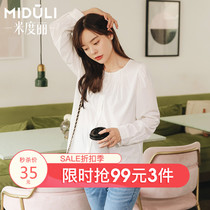 Pregnant women autumn tops loose shirts doll shirts cover the belly does not show the fashion net red age-reducing maternity clothes spring and autumn models