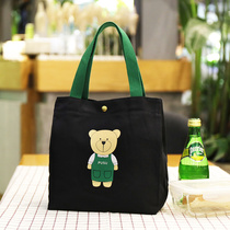 Lunch box bag portable office worker simple Japanese style with rice bag large capacity mommy bag hand canvas lunch bag female