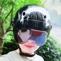 City Two-wheel three-wheeler riding helmet male and female electric bike half helmet with wind mirror Summer breathable safety helmet