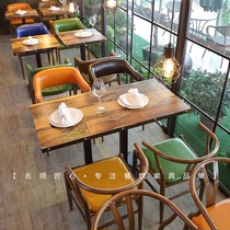 Dining table and chair Hotel table Milk tea shop Cold drink shop Snack fast food restaurant Iron chair Chair Restaurant table and chair