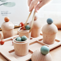 Regio material cup Kindergarten early teaching aids Wooden cake family toys Children clip beads color classification