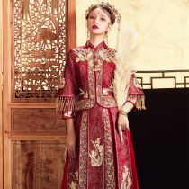 Xiuhe dress 2021 new wedding female bridal dress Chinese wedding dress Xiuhe toast dress Fengguanxia wedding dress