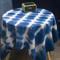 Yunnan new cotton fabric blue dyed hand-dyed tablecloth features fabric hotel B & B decoration water pattern map