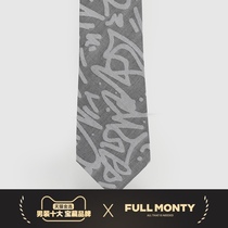 FULL MONTY mens dress gray striped hand tie casual tie wedding groom suit accessories gift box