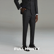 FULL MONTY gray striped abrasive trousers business casual mens dress slim straight wool suit pants