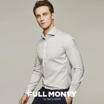 FULL MONTY gray oxford shirt men Business slim spring and autumn shirt professional dress winter