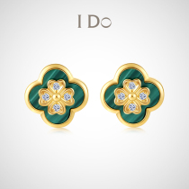 (New) I Do four-leaf clover series 18K gold diamond earrings female temperament earrings official ido