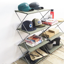 Japanese outdoor multi-layer folding storage rack Picnic portable finishing rack Side table Small table Wrought iron shelf
