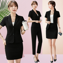 Professional suit female summer formal temperament manager interview suit skirt hotel front desk tooling short-sleeved overalls
