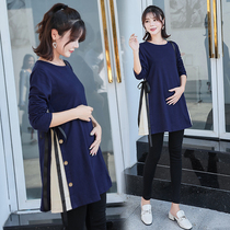 Pregnant women spring suit fashion 2022 spring autumn net red long sleeve T-shirt belly dress loose coat women
