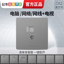 Bull 86 type TV computer socket Network cable cable TV panel TV network closed circuit TV socket G12 gray
