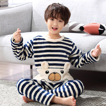 Winter cartoon childrens pajamas for boys padded velvet coral velvet children middle-aged children autumn and winter boys set
