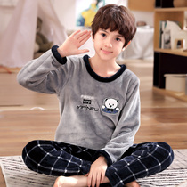 Winter childrens pajamas for boys coral velvet plus velvet padded autumn and winter models