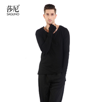 MR SHANG Mr Sha Male Latin dance suit top Irregular clothes swing personality finger cover practice suit top