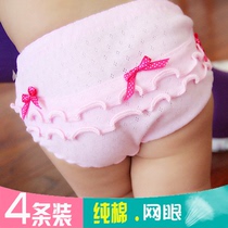 Spring and summer childrens underwear 0-1-2-3 years old cotton bread pants Girls Briefs Mesh Infant baby shorts