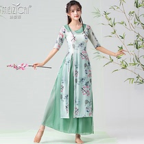  Mei Zi Cai classical dance body rhyme yarn clothes Womens summer practice clothing Chinese dance clothes Elegant mesh cheongsam tops