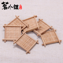 Tea cup holder bamboo square coaster well-shaped bamboo tea Holder Japanese tea set accessories pot holder pot holder hot insulation pad tea pad