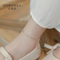 Simple personality sterling silver anklet womens summer 2021 new fashion transfer beads niche net red silver beads good-looking foot ring