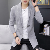 Cardigan Mens Sweater Long Wear Spring and Autumn Korean slim fashion trend casual thin thread jacket sweater