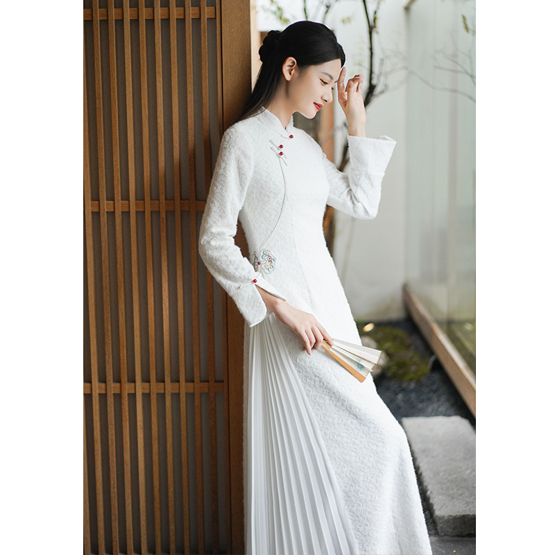 Chuchan 高級アオザイチャイナドレス 2023 秋冬新作女性の改良された中国風の高級気質ロングドレス