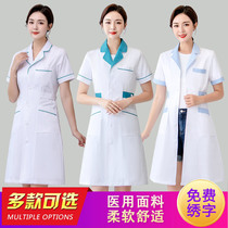 Pharmacy work clothes Womens summer white coat Long-sleeved doctor uniform Nurse thin short-sleeved beauty hospital oral pharmacy
