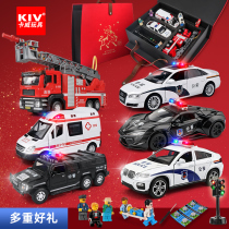 Childrens fire truck Toy Book police car toy car ambulance boy girl set gift alloy car